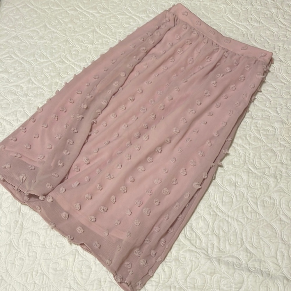 POLAGRAM SWISS DOT PINK MIDI SKIRT